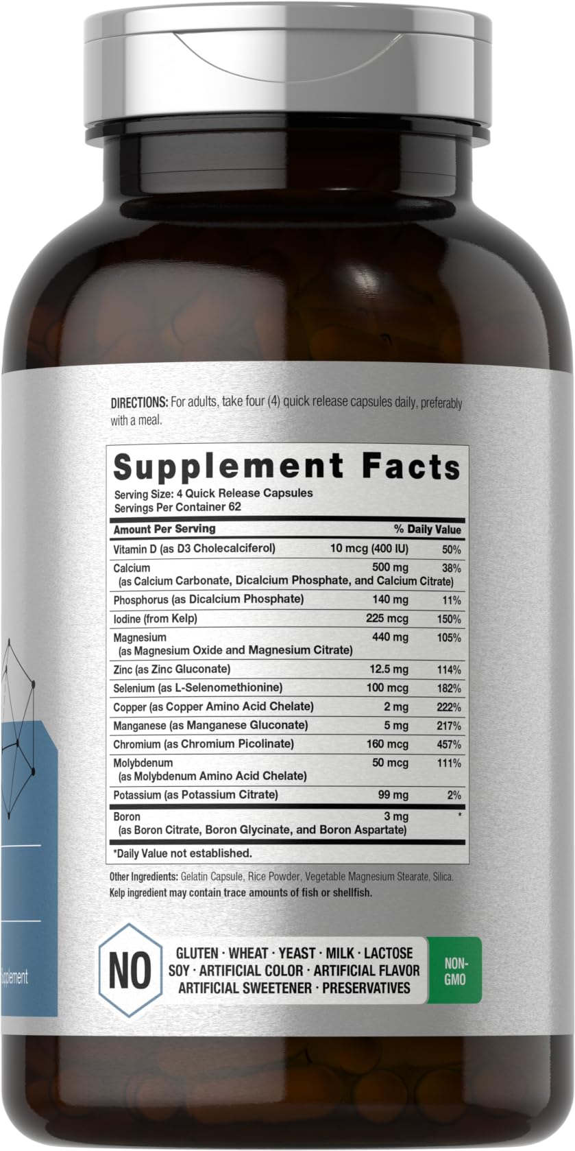 Horbäach Multi Minerals Supplement | 250 Capsules | Iron Free | Daily Mineral Complex for Men and Women | Non-GMO & Gluten Free HorbäachAu supplements