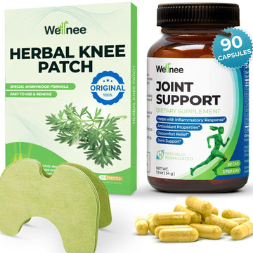 Wellnee Knee & Joint Wellness Bundle – Herbal Patches (10 pcs) & Support Capsules (90 servings) WellneeAu supplements