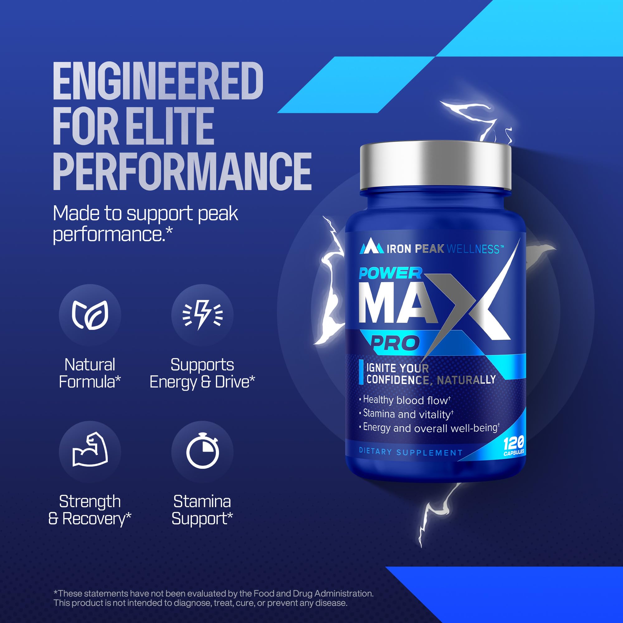 Testosterone Booster Pills for Men - Male Enhancing Supplement - Fast Acting Blood Flow, Muscle Growth, Strength, Energy, Libido, Endurance, Workout - Natural Performance Test Boost - 60 Day Serving IronPeak WellnessAu supplements