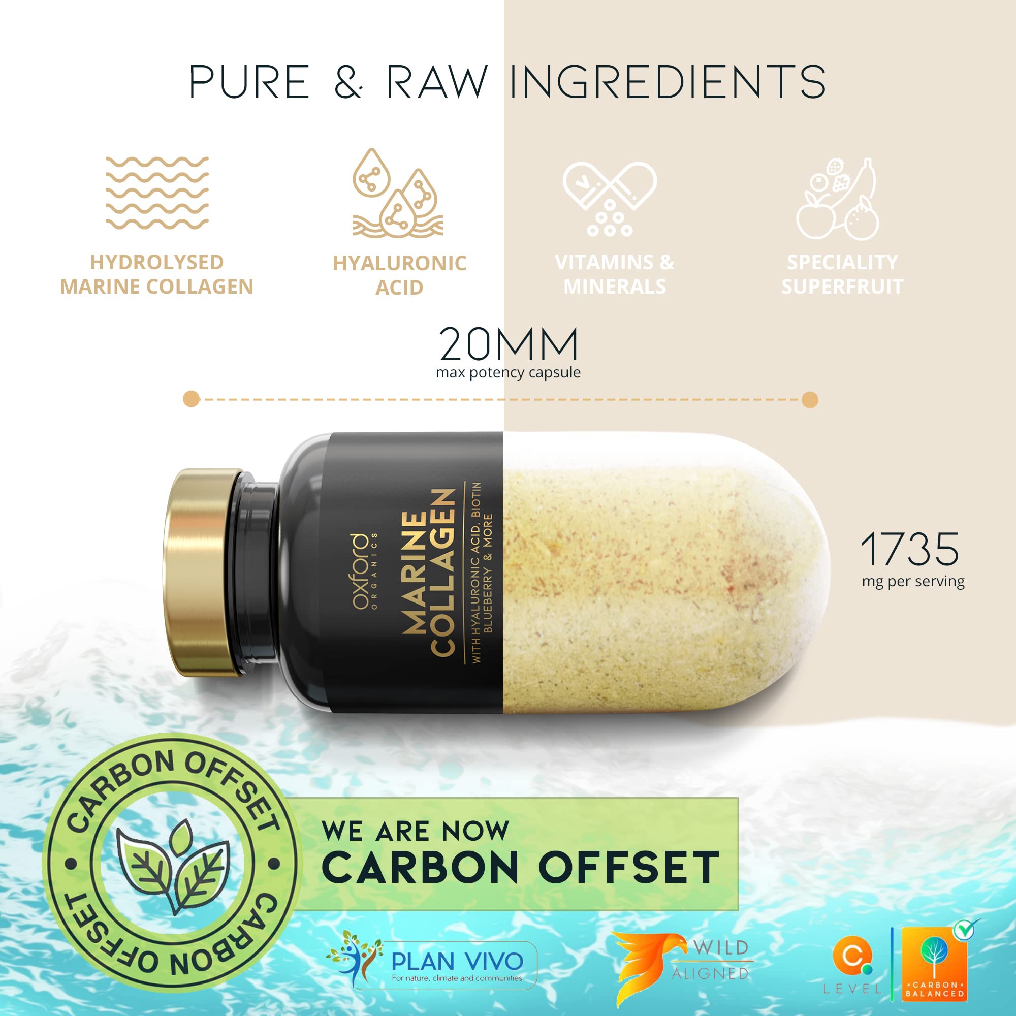 Advanced Marine Collagen Capsules | 1735mg Superfood & Vitamin Boosted Complex for Glowing Hair, Skin & Nails Oxford OrganicsAu supplements