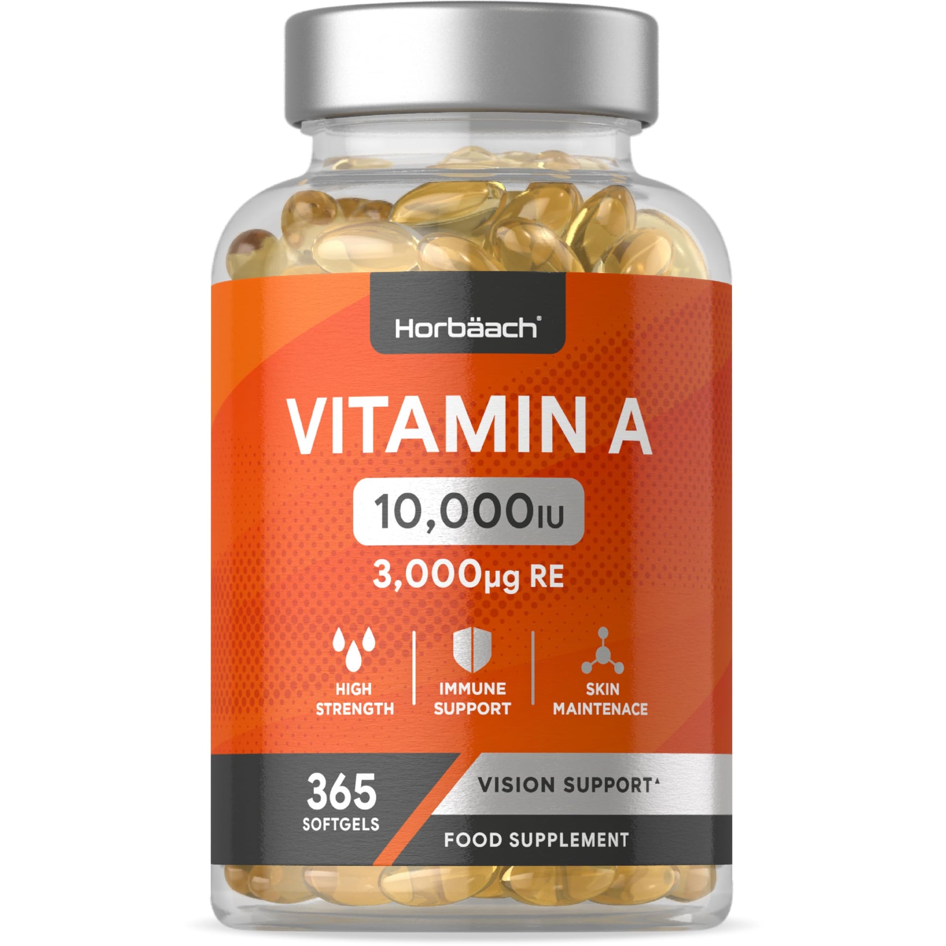 Vitamin A Capsules 10,000iu | 365 Count (1 Year Supply) | High Strength Vitamin A Supplem HorbäachUS supplements