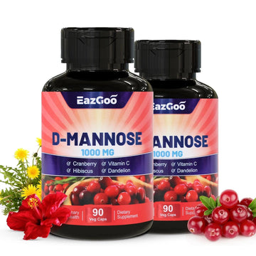 EAZGOO D-Mannose Supplement – 1000mg Capsules with Cranberry, Vitamin C, Hibiscus & Dandelion Extract, Support Urinary Health, D Mannose & Cranberry Capsules, 90 Count(Pack of 2) EAZGOOAu supplements