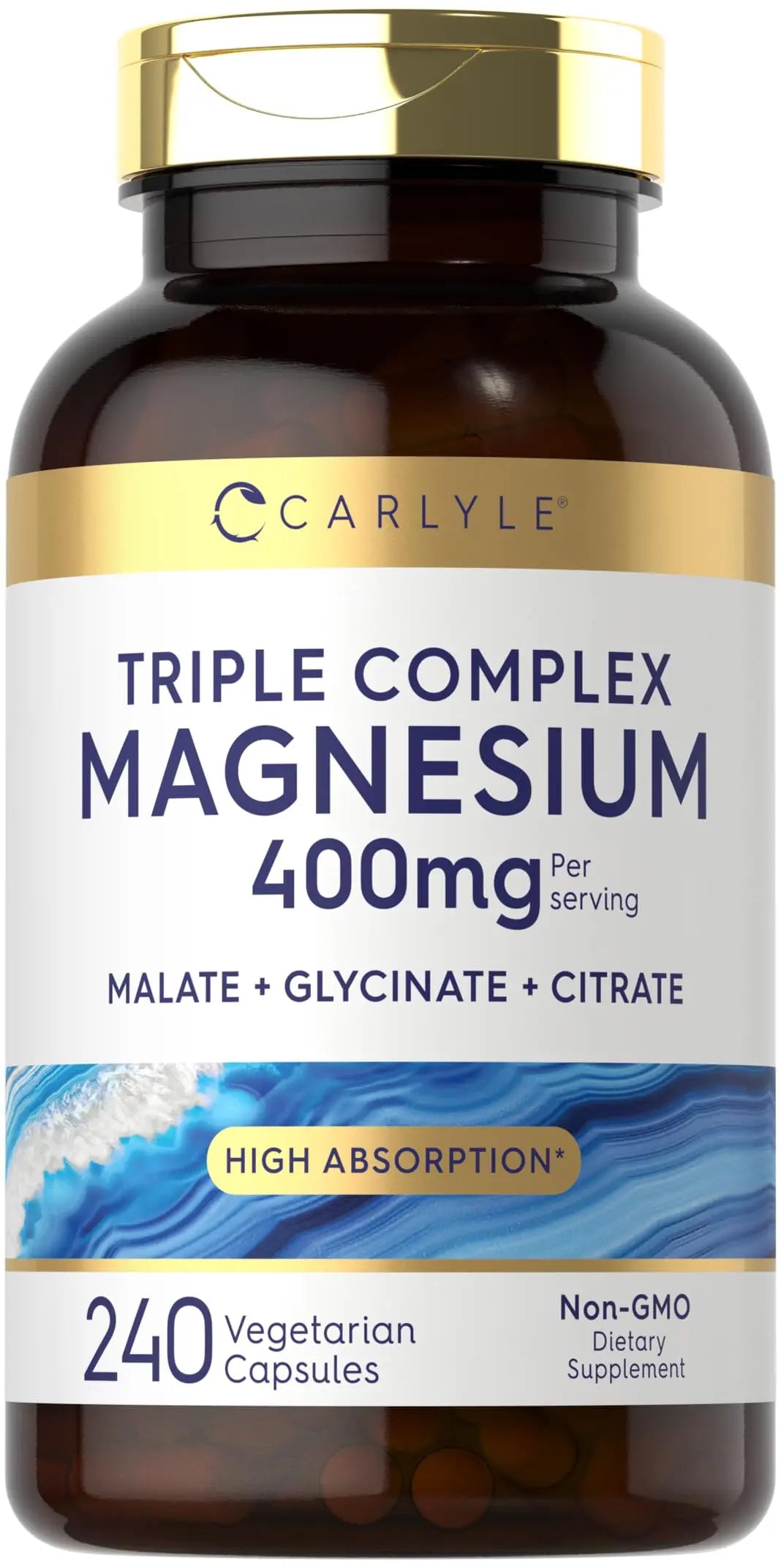 Carlyle Triple Magnesium Complex | 400 mg | 240 Capsules | Magnesium Malate, Glycinate & Citrate | Vegetarian, Non-GMO, and Gluten Free Supplement CarlyleAu supplements