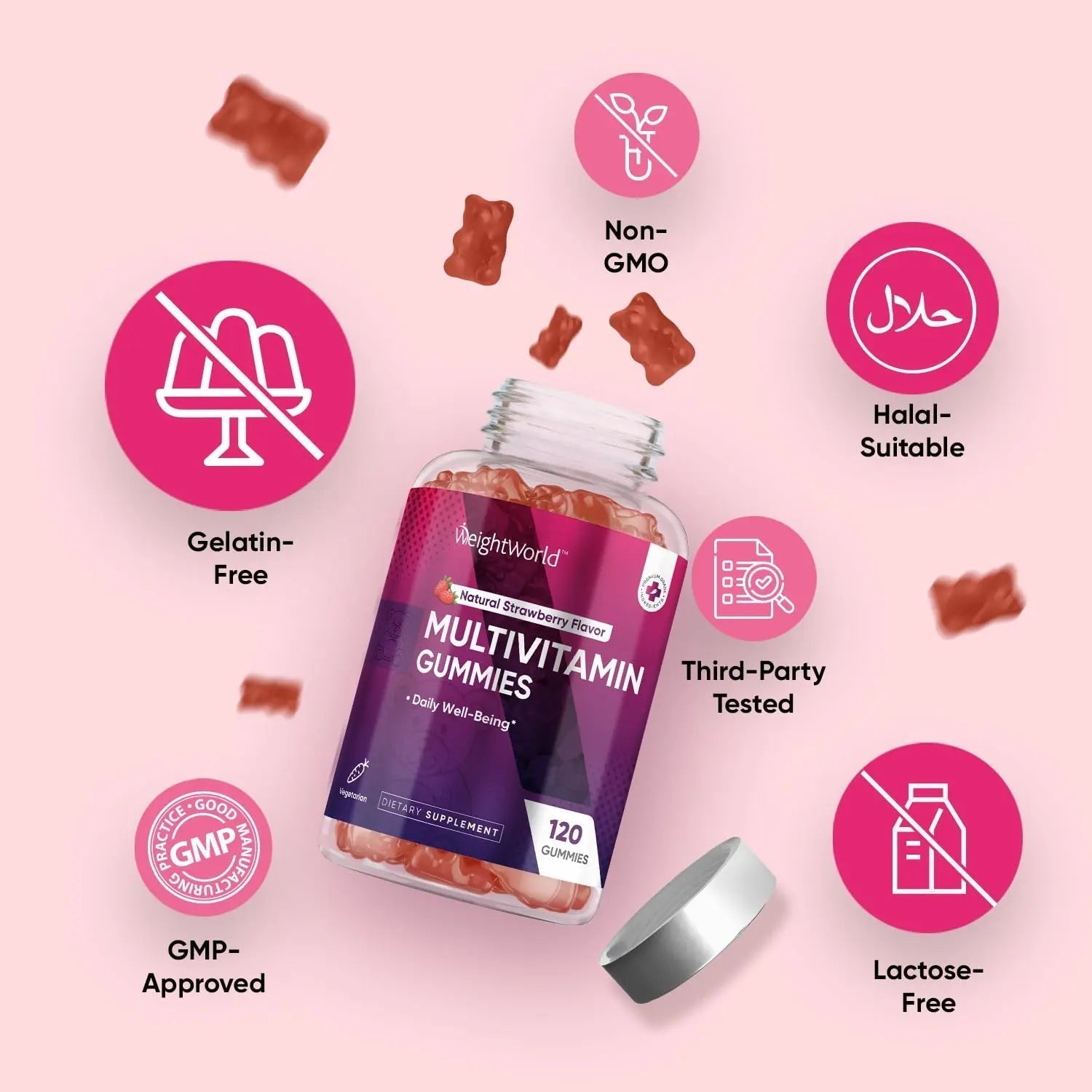 WeightWorld Adult Multivitamin Gummies for Women & Men of All Age - Halal-Suitable with Key Ingredients Like Vitamin A, C, D3, B6, B12 & Biotin WeightWorldAu supplements