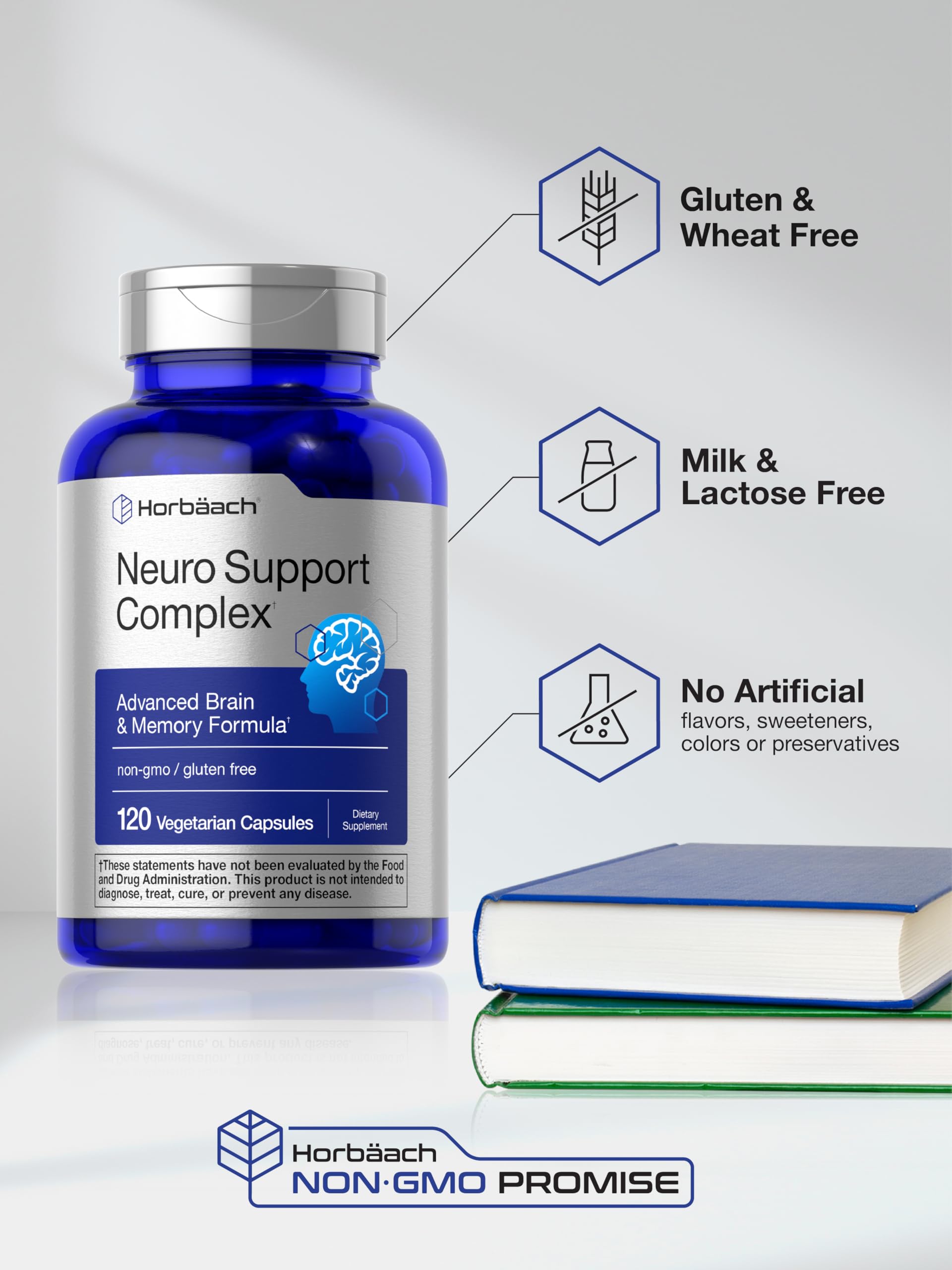 Horbäach Brain Supplement | 120 Capsules | with Phosphatidylserine & DMAE | Advanced Formula for Memory, Focus, Clarity | Vegetarian & Gluten Free | Neuro Support HorbäachAu supplements