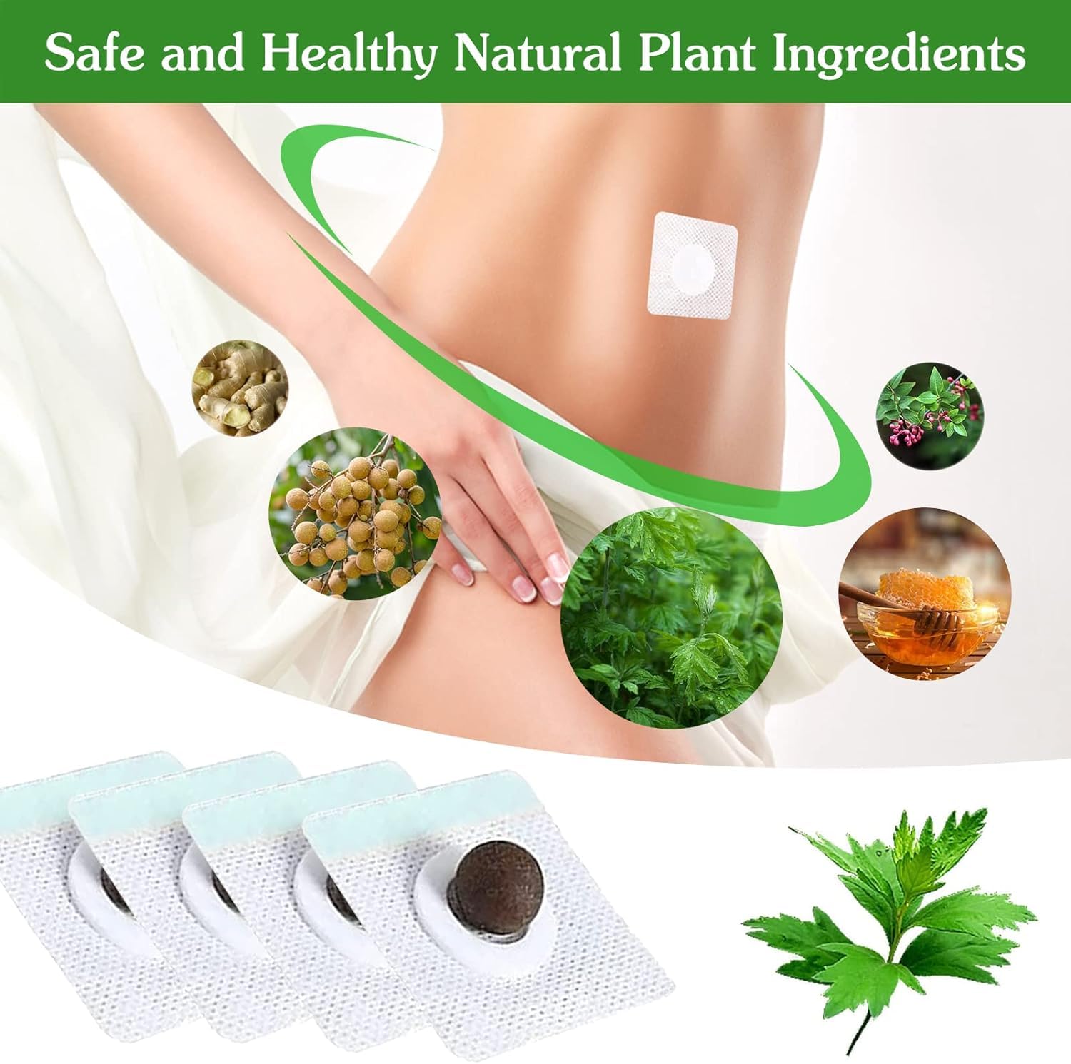 Mugwort Belly Patch,30Pcs Natural Wormwood Essence Pills and 30Pcs Belly Sticker, Moxa Hot BENJENAu supplements
