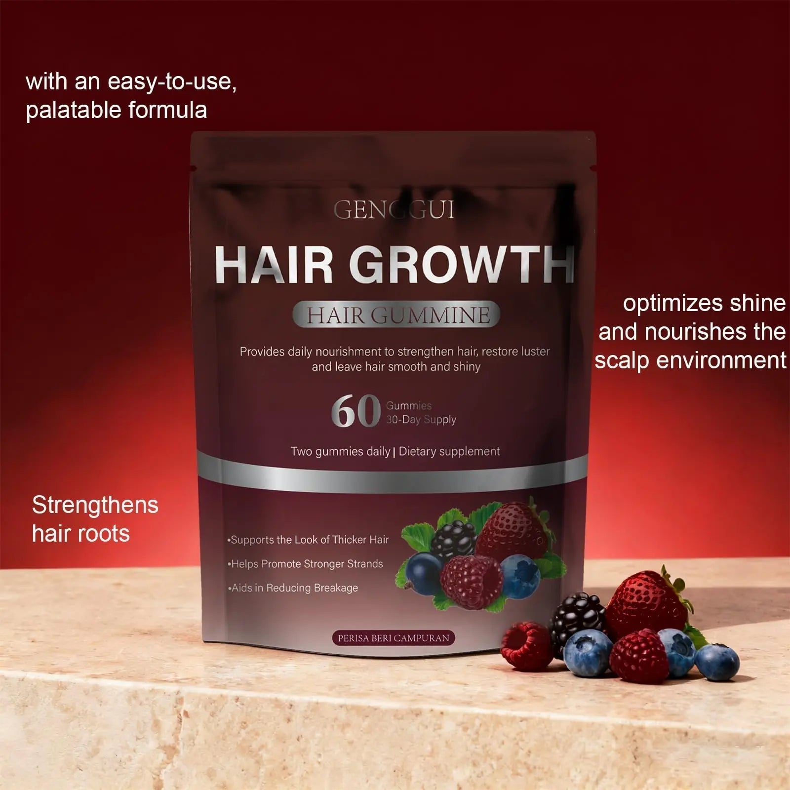 GENGGUI Hair Growth Gummies for Women - Hair Vitamins with Biotin & Silica for Faster Growth - Hair Growth Accelerator Supplement GENGGUIAu supplements