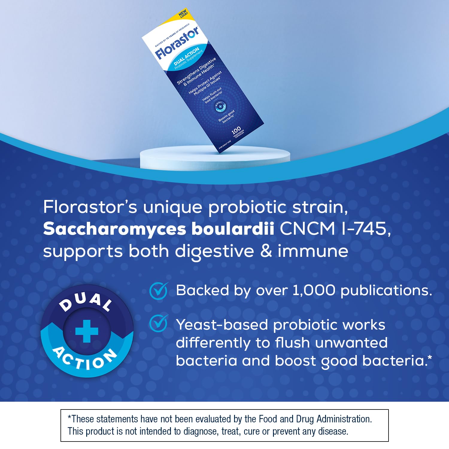 Florastor Probiotics for Digestive and Immune Health, 100 Capsules, Probiotics for Women & Men, Helps Flush Out Bad Bacteria, Boosts The Good with Our Unique Strain Saccharomyces Boulardii FlorastorAu supplements