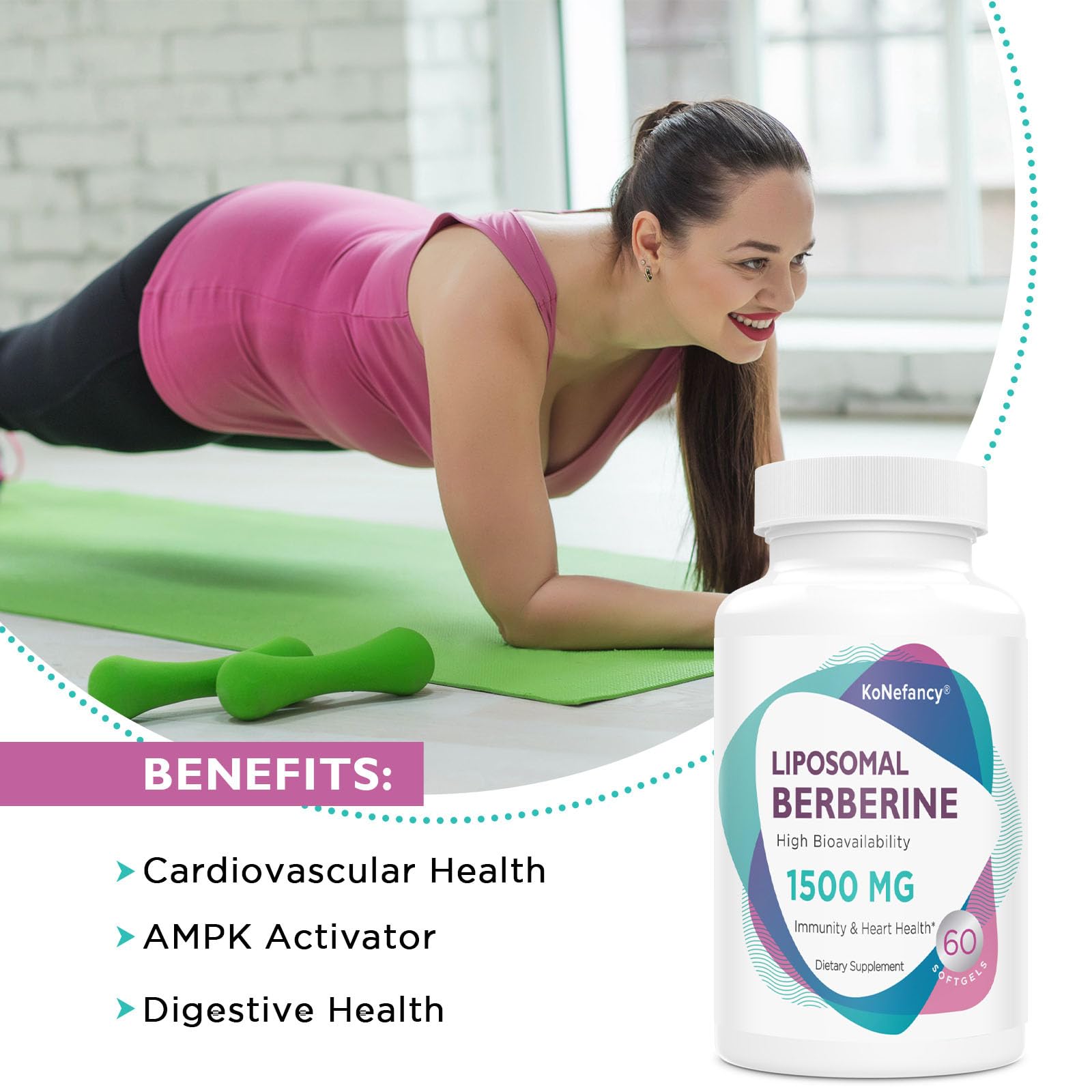Berberine HCL Supplement 1500mg - High Bioavailability Liposomal Berberine Capsules KoNefancyUS supplements