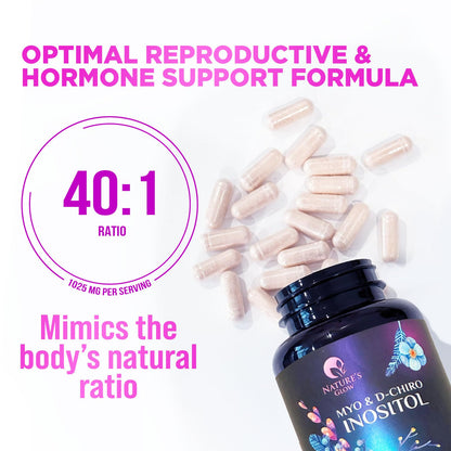 Myo-Inositol & D-Chiro Inositol Blend - 30 Day Supply, Premium 40:1 Ratio, Hormone Sup Nature's GlowUS supplements