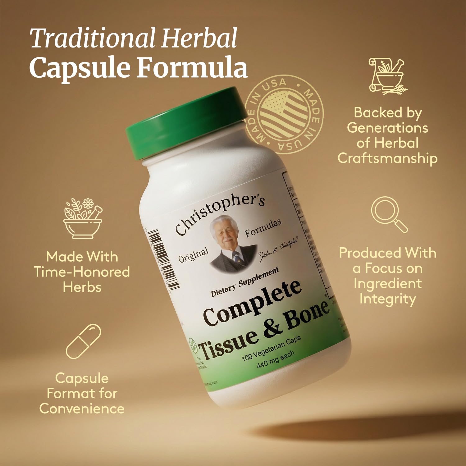 Christopher's Original Formulas Complete Tissue & Bone Formula – 100 VCaps | Herbal Support for Bones & Connective Tissue - Pack of 2 Christopher's Original FormulasAu supplements