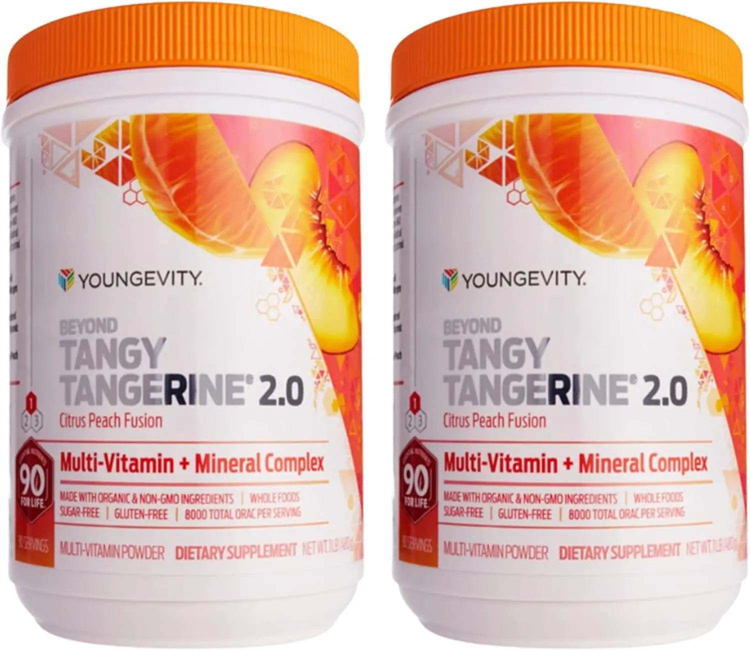Youngevity Beyond Tangy Tangerine 2.0 Citrus Peach Ultimate Multi-Vitamin & Mineral Complex - Made with Natural & Whole Foods | 8,000 ORAC | 2 Canisters YoungevityAu supplements
