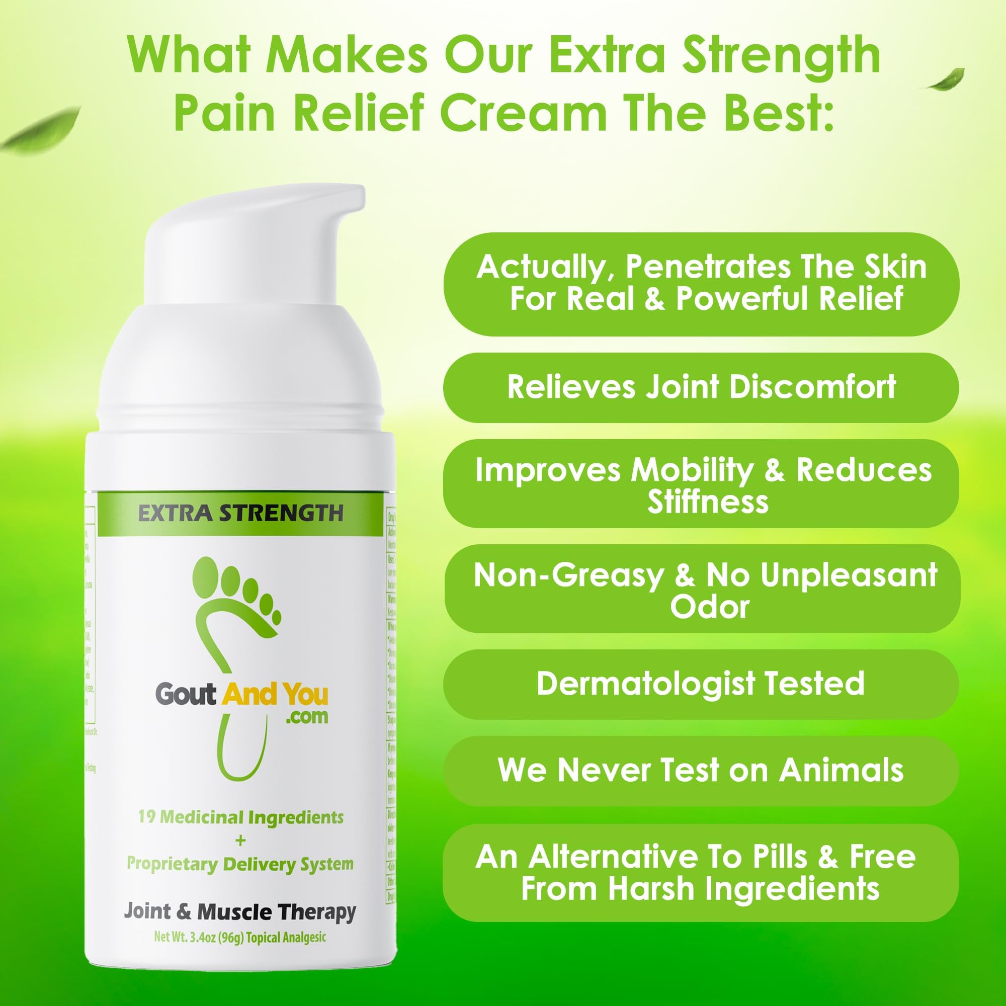 Gout and You Extra Strength Optimized Menthol Joint Discomfort Relief Cream for Joint Flare-Ups, Tendon, Muscle Ache - Fast Acting Joint Discomfort Relieving Rub with 19 Ingredients Gout and YouAu supplements