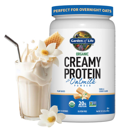 Garden of Life Creamy Vanilla Cookie Protein Powder + Oatmilk 20g Organic Vegan Plant Garden of LifeUS supplements