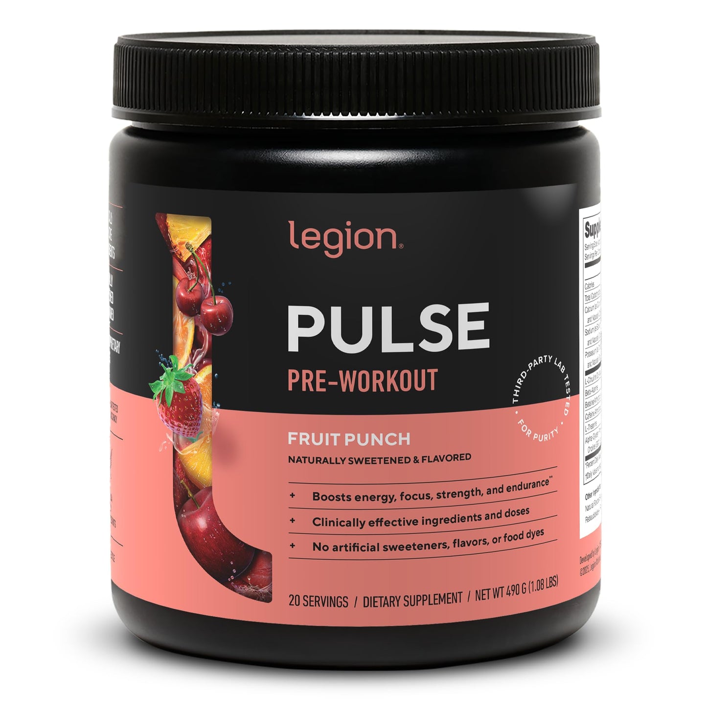LEGION Pulse Pre Workout Supplement - All Natural Nitric Oxide Preworkout Drink to Boost Energy, Creatine Free, Naturally Sweetened, LEGIONUS supplements