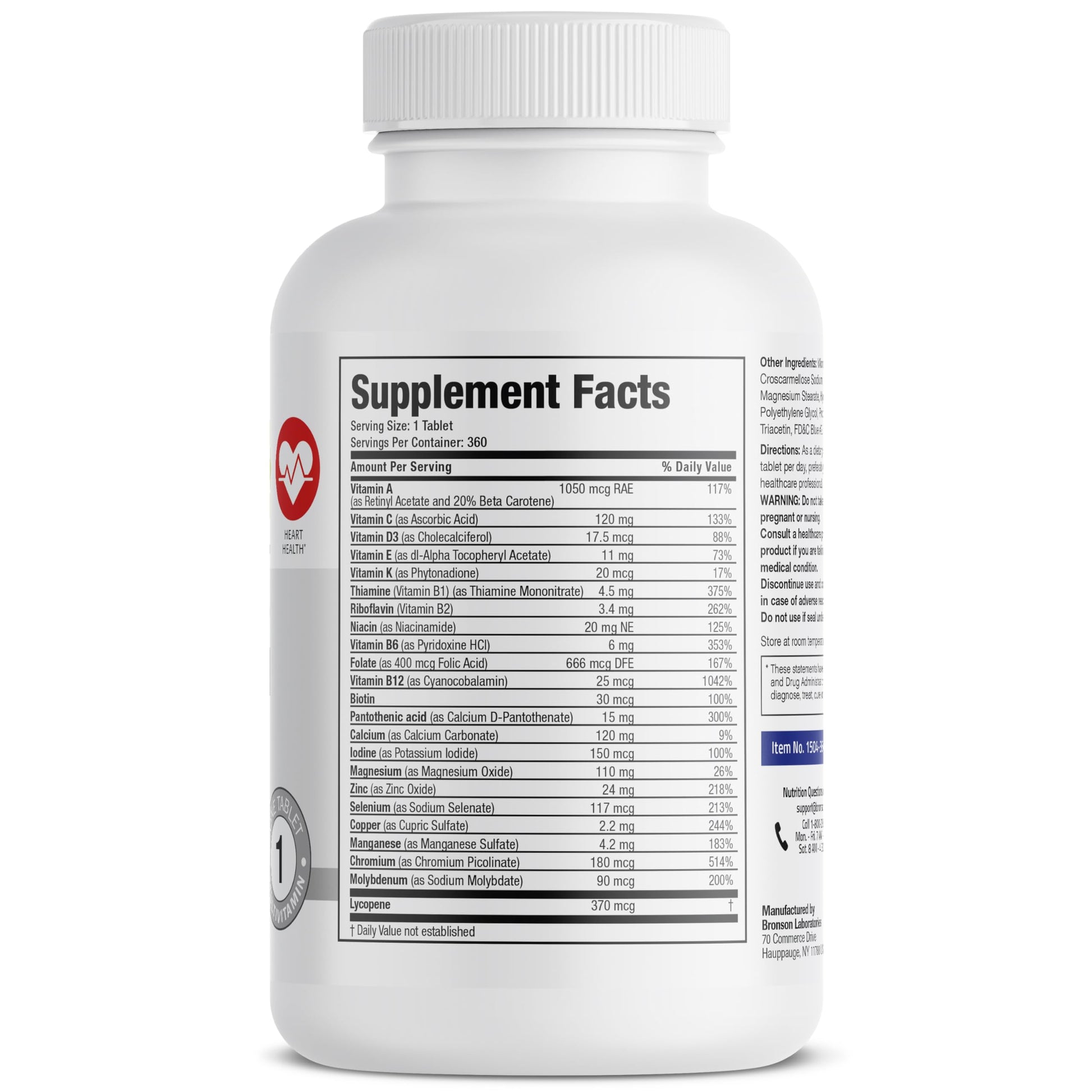 Bronson ONE Daily Mens 50+ Complete Multivitamin Multimineral, 360 Tablets BronsonAu supplements