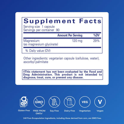Pure Encapsulations Magnesium (Glycinate) - Supplement to Support Stress Relief, Sleep, Heart Health, Nerves, Muscles, and Metabolism Pure EncapsulationsUS supplements