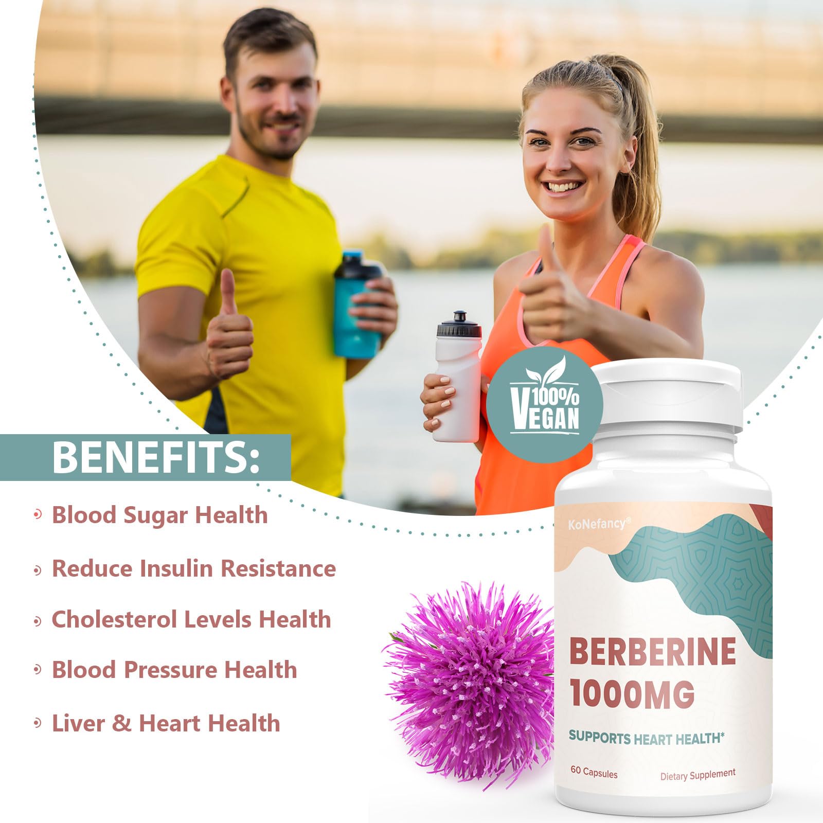 KoNefancy Berberine HCL Supplement 1000mg, High Absorption Berberine Plus Vegan KoNefancyAu supplements