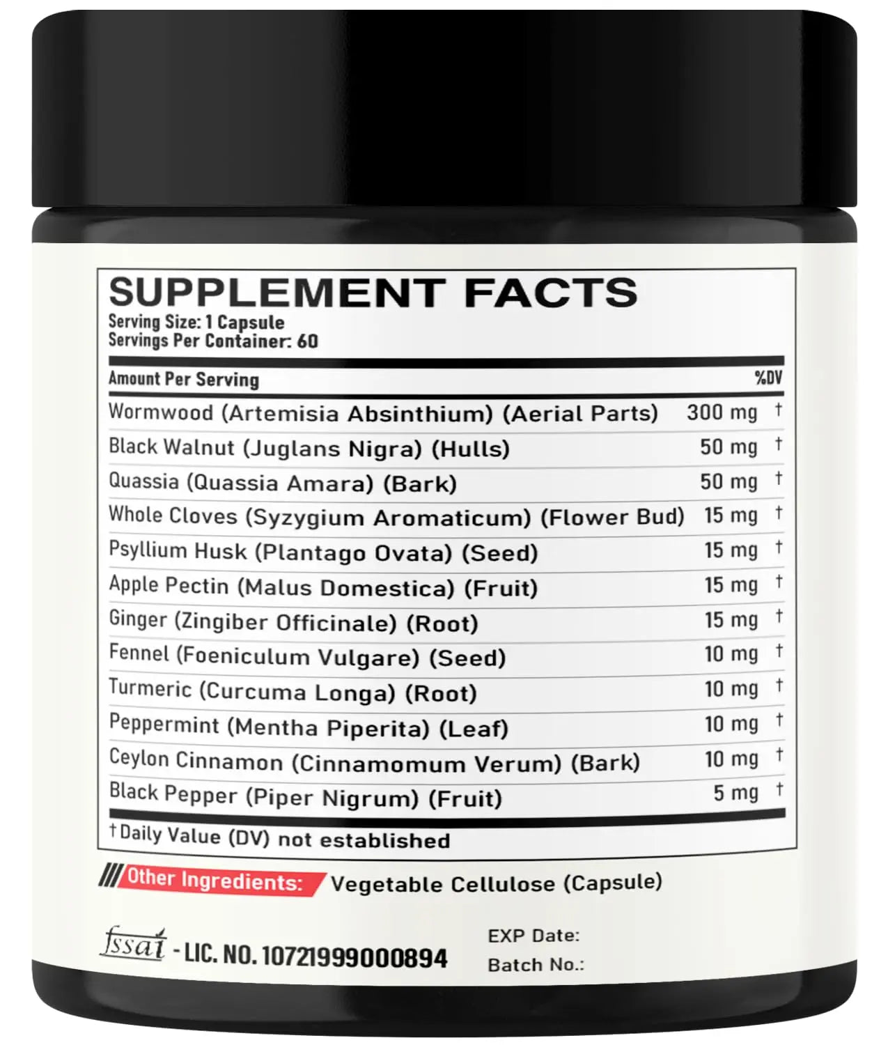 DEDICAD 12in1 Wormwood Capsules Black Walnut Cloves, Ginger, Turmeric Curcumin & Black Pepper - Immune System - 60 Capsules DEDICADnz supplements