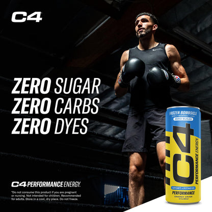 C4 Energy Drink 12oz (Pack of 24) - Frozen Bombsicle - Sugar Free Pre Workout Performance CellucorUS supplements