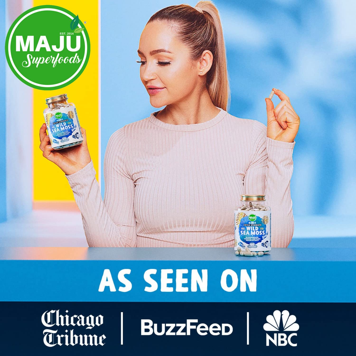 MAJU 4-in-1 Organic Sea Moss Capsules, Wild Chondrus Crispus, Seamoss Maju SuperfoodsUS supplements