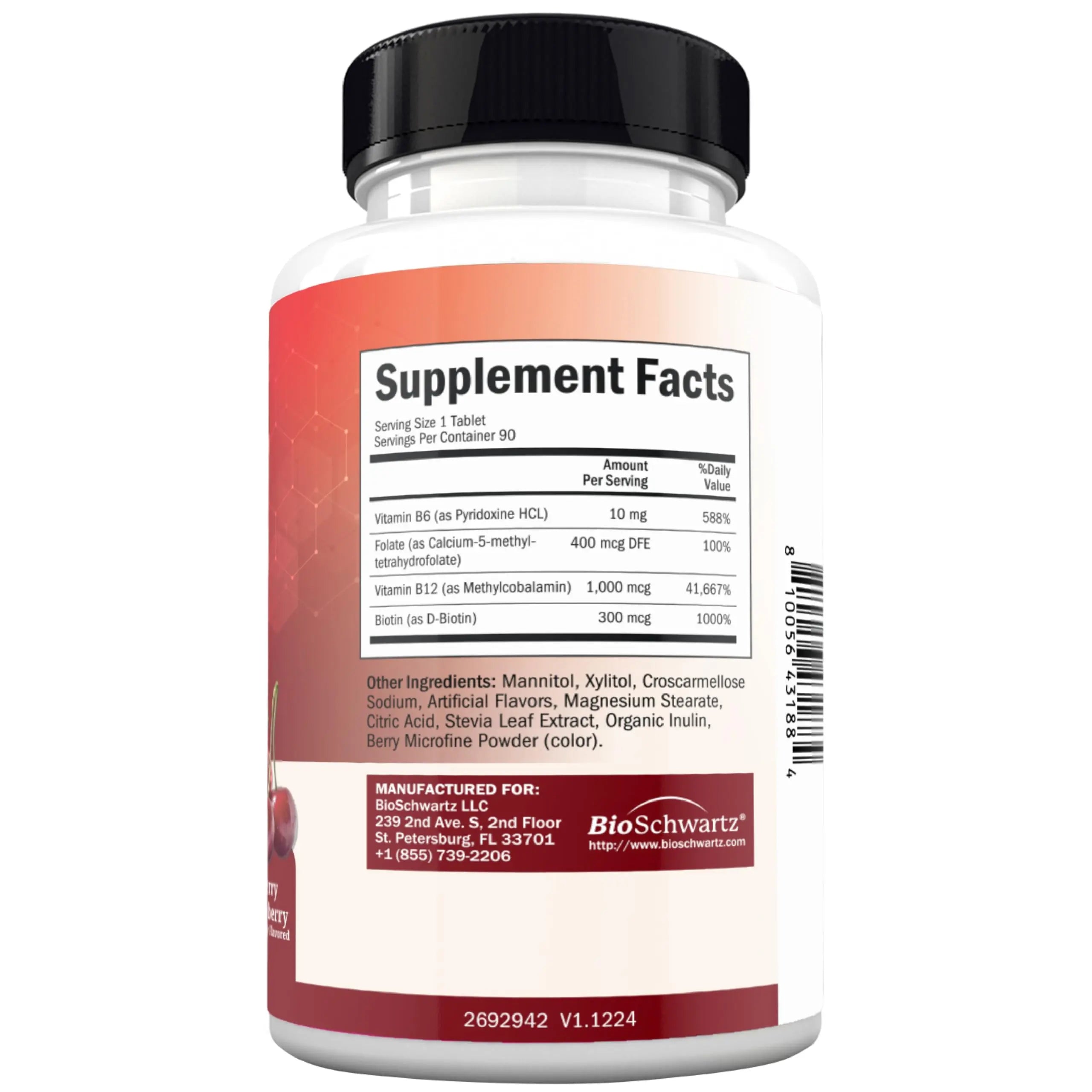 BioSchwartz Bariatric B12 Plus Dissolvable Tablets - 1000mcg Vitamin B12, Vitamin B6, Folate, Biotin - Cherry Strawberry Flavor BioSchwartzAu supplements