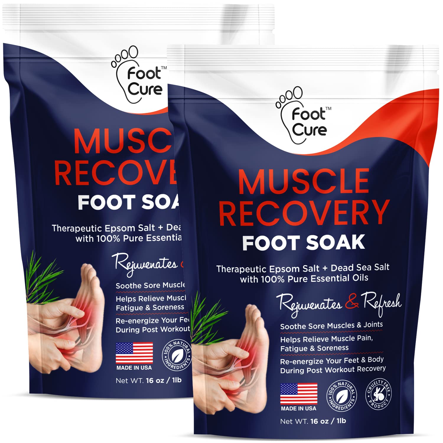 Muscle Relief Foot Soak with Epsom Salts - All Natural Salts for Post Workout Recovery FOOT CUREUS supplements