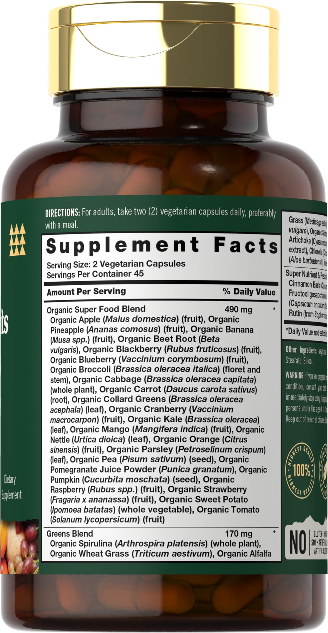 Tahoe Nutritionals Super Fruits and Veggies Capsules | 90 Count | Vegetarian, Non-GMO and Gluten Free Supplement Tahoe NutritionalsAu supplements