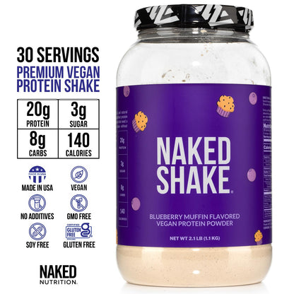 Naked Shake - Blueberry Muffin Protein Powder - Flavored Plant Based Protein Naked NutritionUS supplements