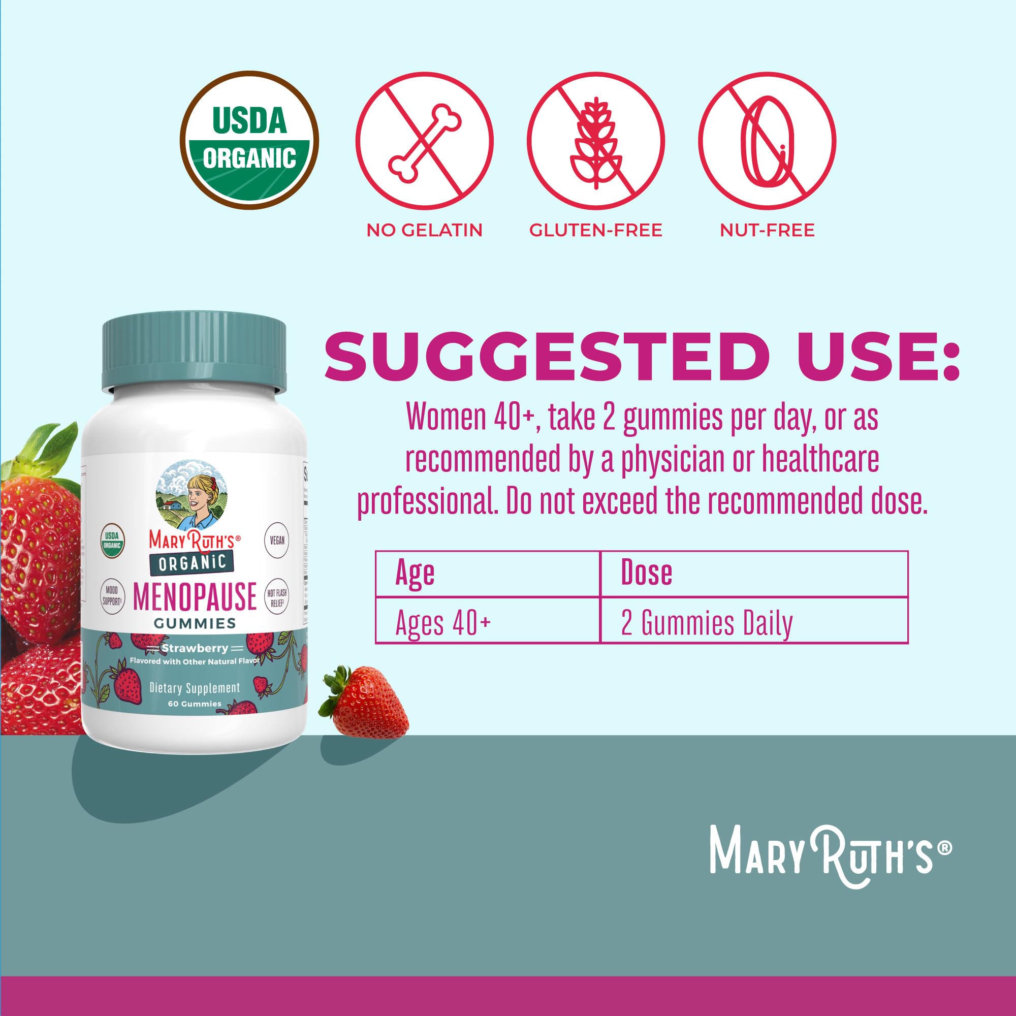 Organic Menopause Gummies by MaryRuth's | Menopause Supplements for Women | Mood Support | Hot Flash Relief | Maca Root | Black Cohosh | USDA Organic | Non-GMO | Vegan | 30 Servings MARYRUTH'SAu supplements