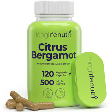 LongLifeNutri Citrus Bergamot Extract 500mg - 120 Vegetarian Capsules, 40% Polyphenolic Flavanones, 4-Month Supply, Plant-Based Anti-Oxidant, Tested, Made in USA LongLifeNutriAu supplements