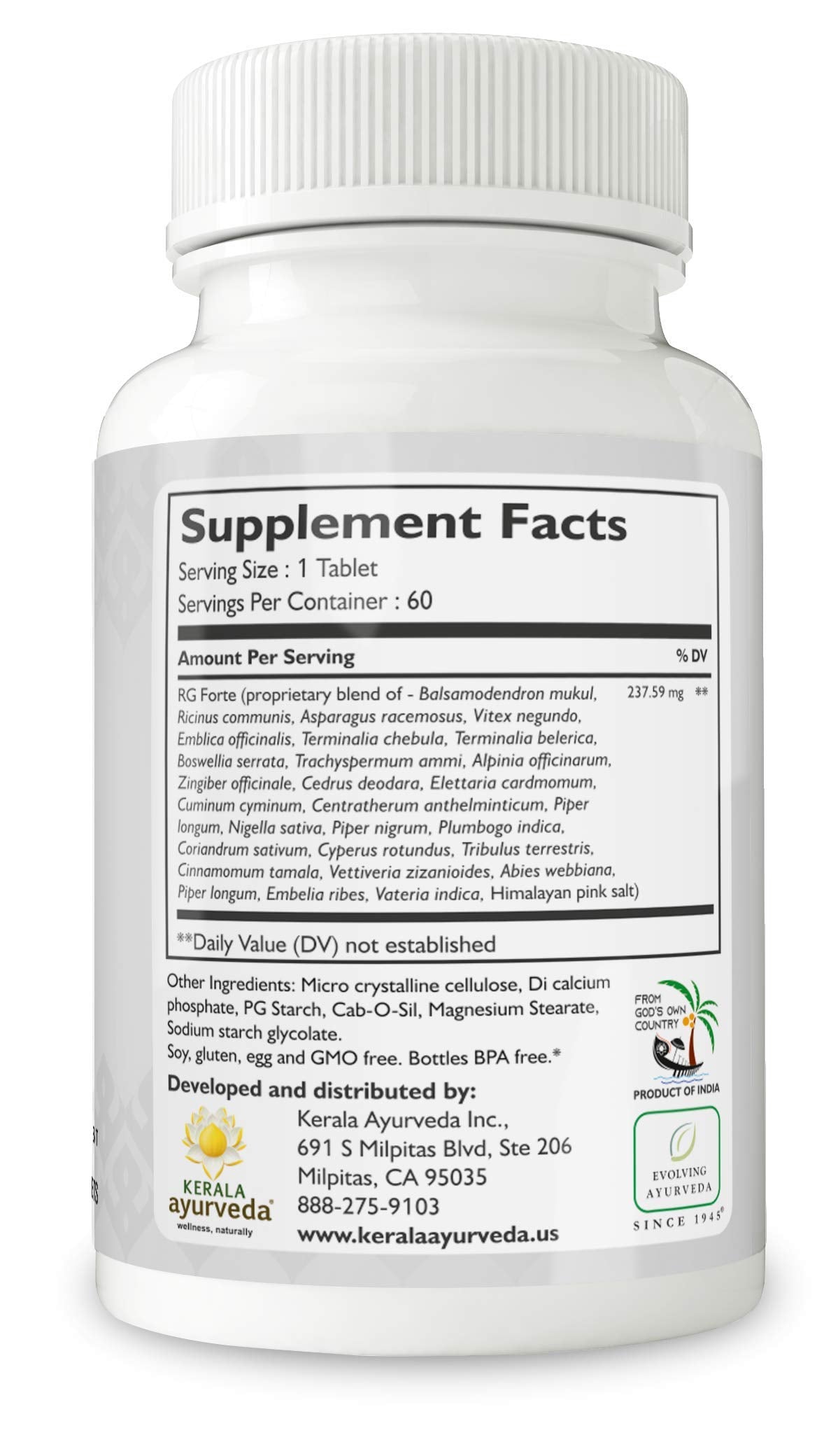Kerala Ayurveda RG Forte Tablet - Herbal Tablet for Supporting Healthy Joint Function and Balancing Vata & Kapha, 60 Count Kerala AyurvedaAu supplements
