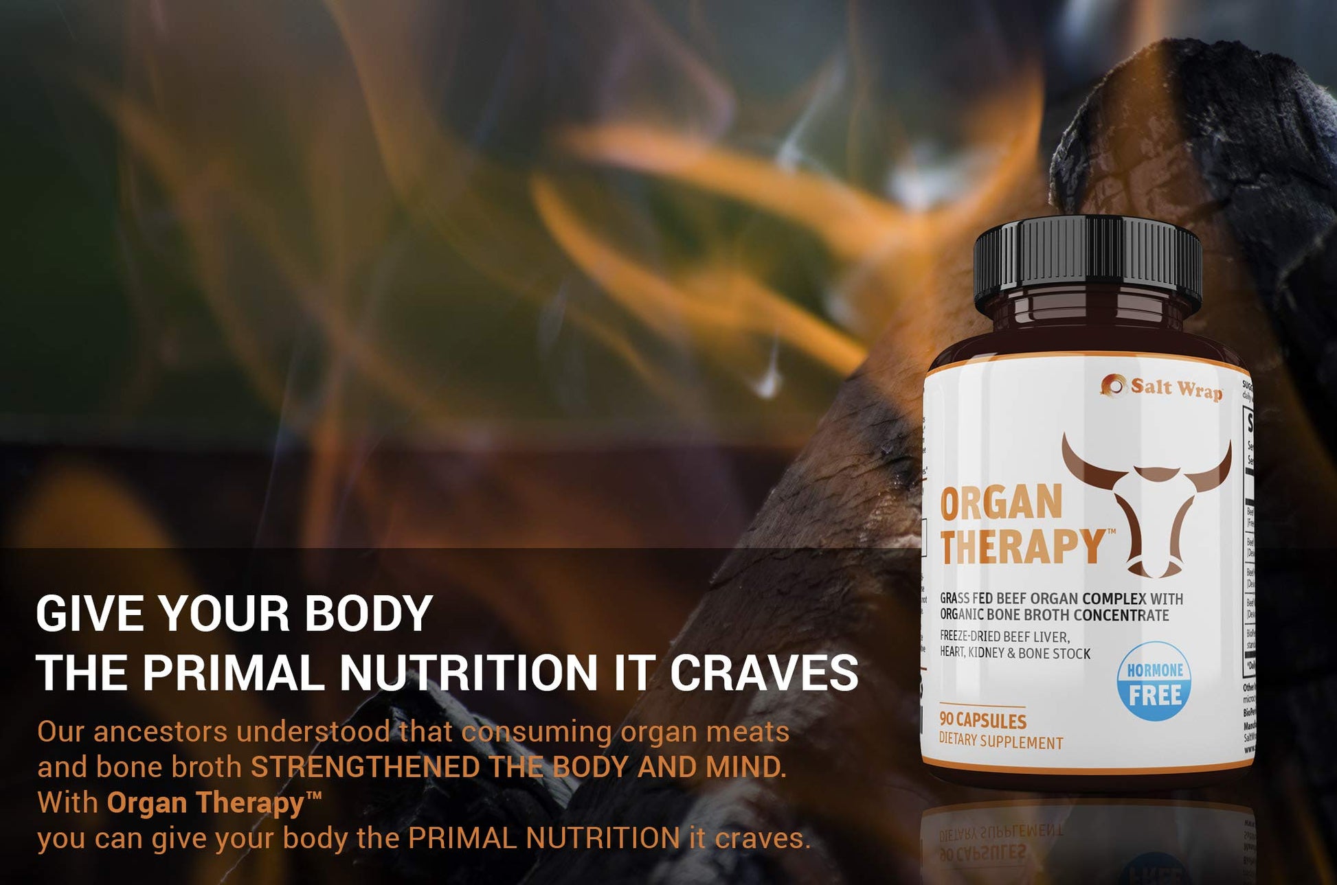 SaltWrap Organ Therapy - Grass Fed Beef Organ Meat Complex Supplement with Organic SaltWrapUS supplements