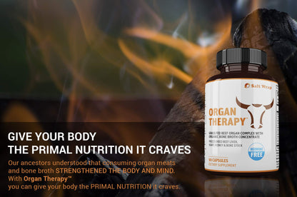 SaltWrap Organ Therapy - Grass Fed Beef Organ Meat Complex Supplement with Organic SaltWrapUS supplements