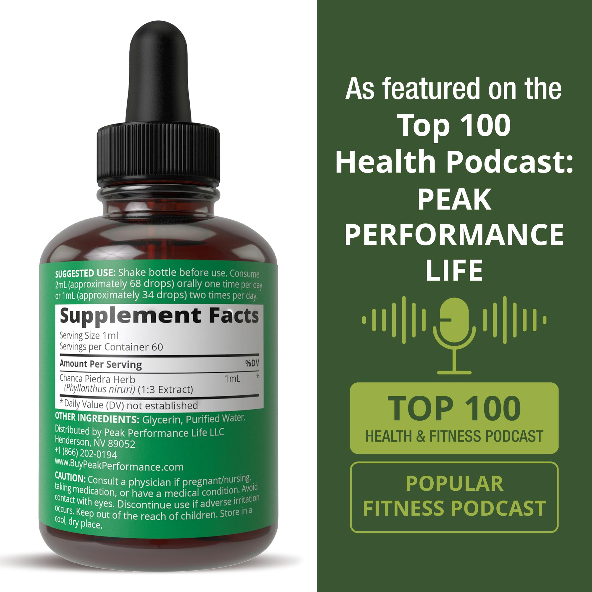 Chanca Piedra Liquid Drops. Stone Breaker - Advanced Kidney Stones Dissolver & Gallbladder Cleanse Support Supplement. USA Tested Chanca-Piedra Stonebreaker. Sugar Free, Gluten Free, Herbal Tincture Peak PerformanceAu supplements