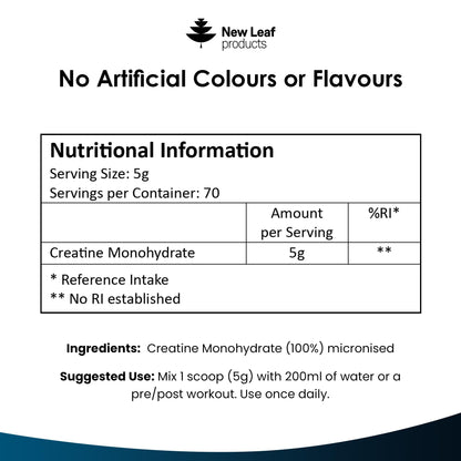 Creatine Monohydrate Powder 100% Pure Micronized Creatine - 350g Increased Absorption NEW LEAF PRODUCTSUS supplements