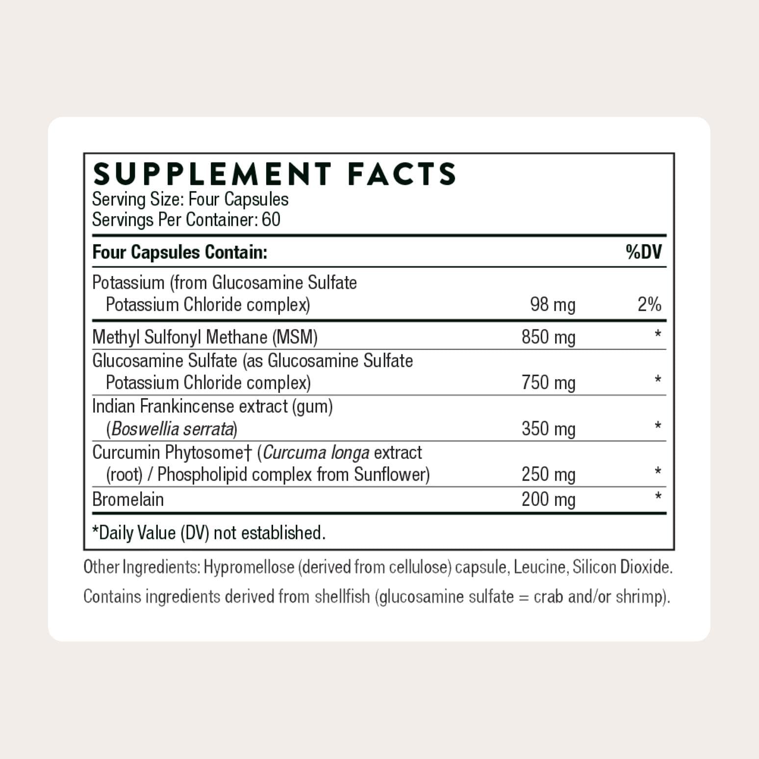 THORNE - Joint Support Nutrients - Formulated with Glucosamine, MSM, Curcumin, Bromelain, Boswellia & Potassium for Joint Support* - Third-Party Certified - Gluten, Dairy & Soy-Free - 240 Capsules THORNEAu supplements