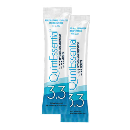 Quicksilver Scientific Quintessential 3.3 Sachets - Hypertonic Solution - Filtered Sea Water Hydration Packets - Liquid Minerals for Muscle Recovery, Stamina + Mineral Replenishment (30 Count) Quicksilver ScientificUS supplements