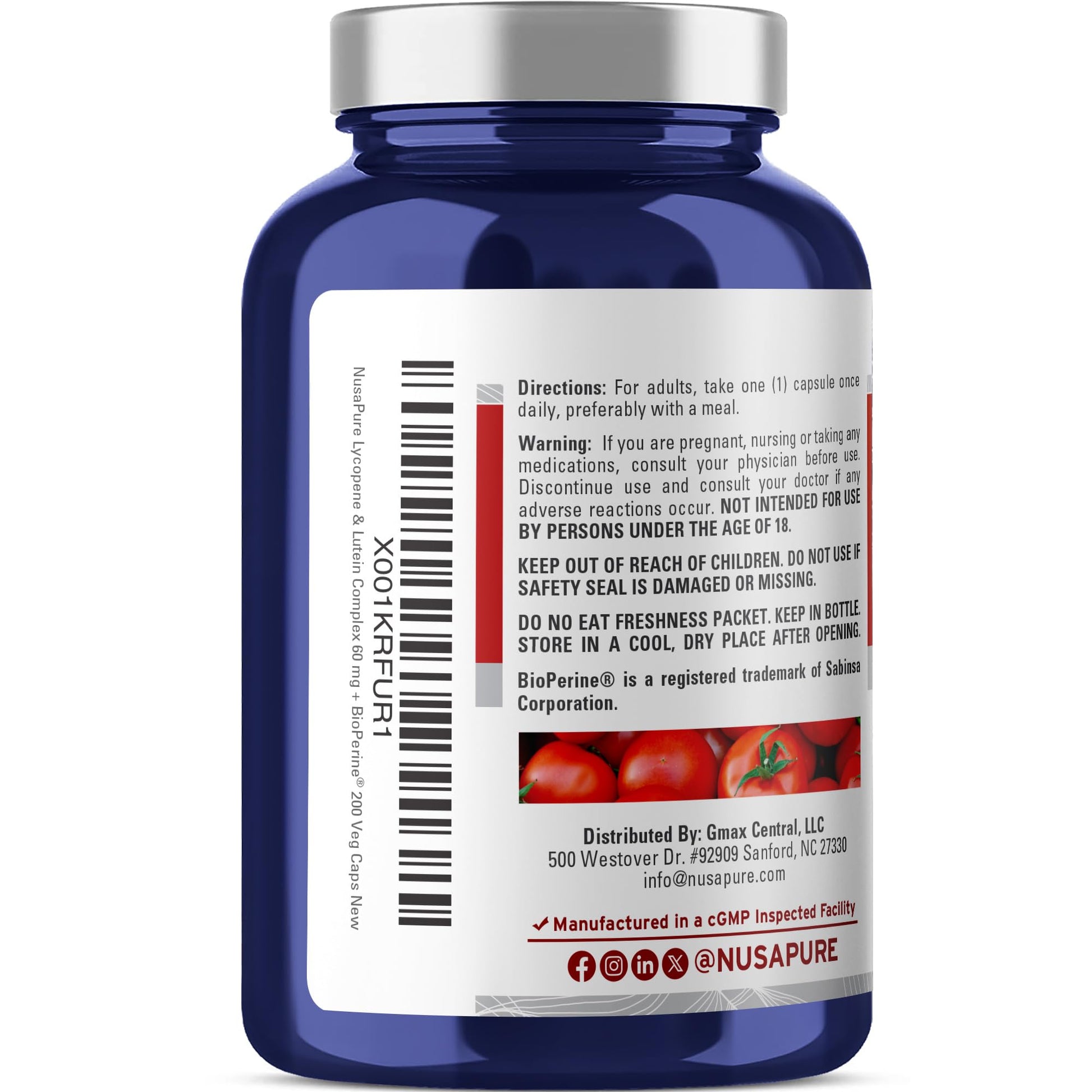 NusaPure Lycopene & Lutein Complex 60mg per Caps, 200 Veggie Capsules (Non-GMO, Vegan) NusaPureAu supplements