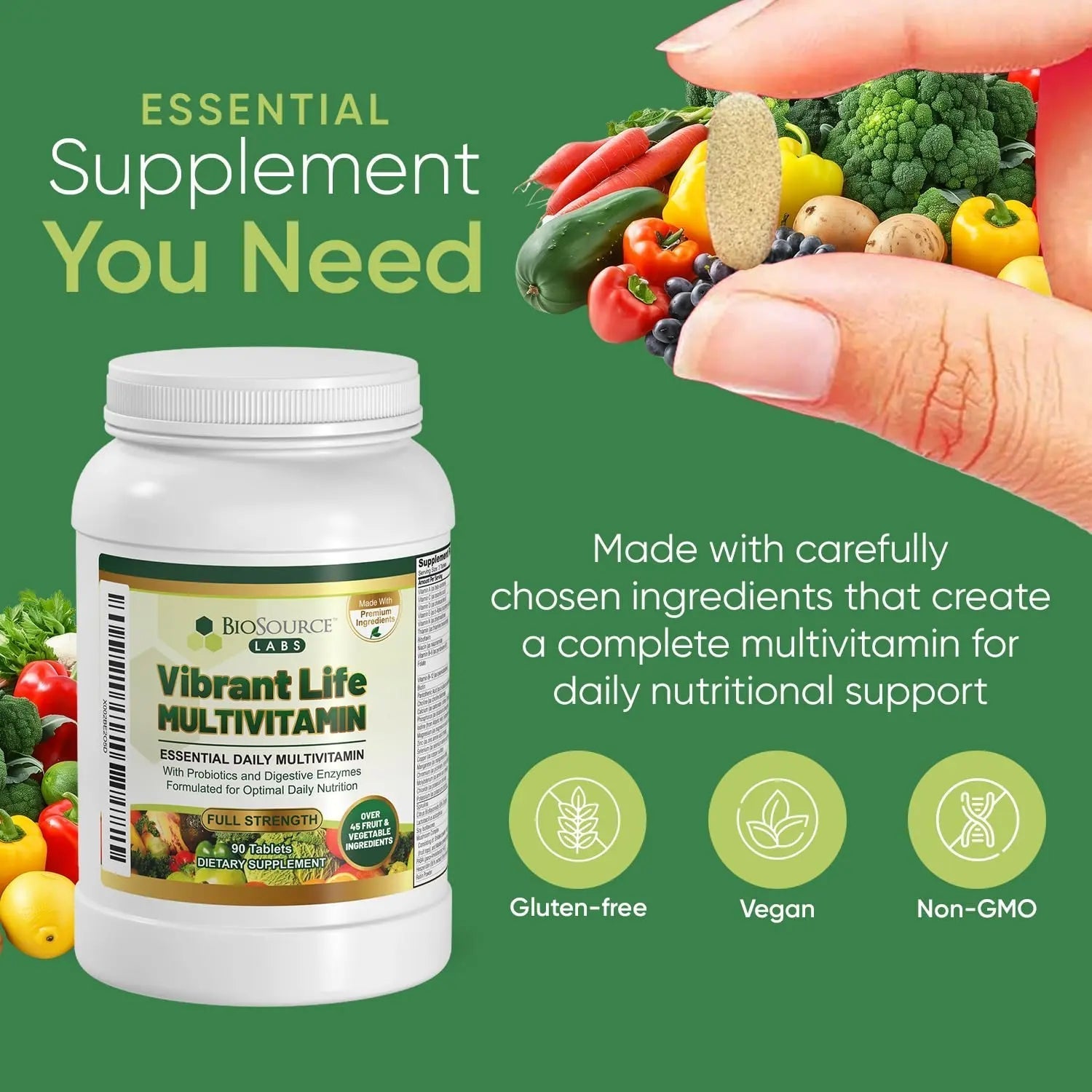BioSource Labs Vibrant Life Multivitamin with Probiotics, Digestive Enzymes & B-Complex – Over 45 Fruits and Veggies BioSource LabsAu supplements
