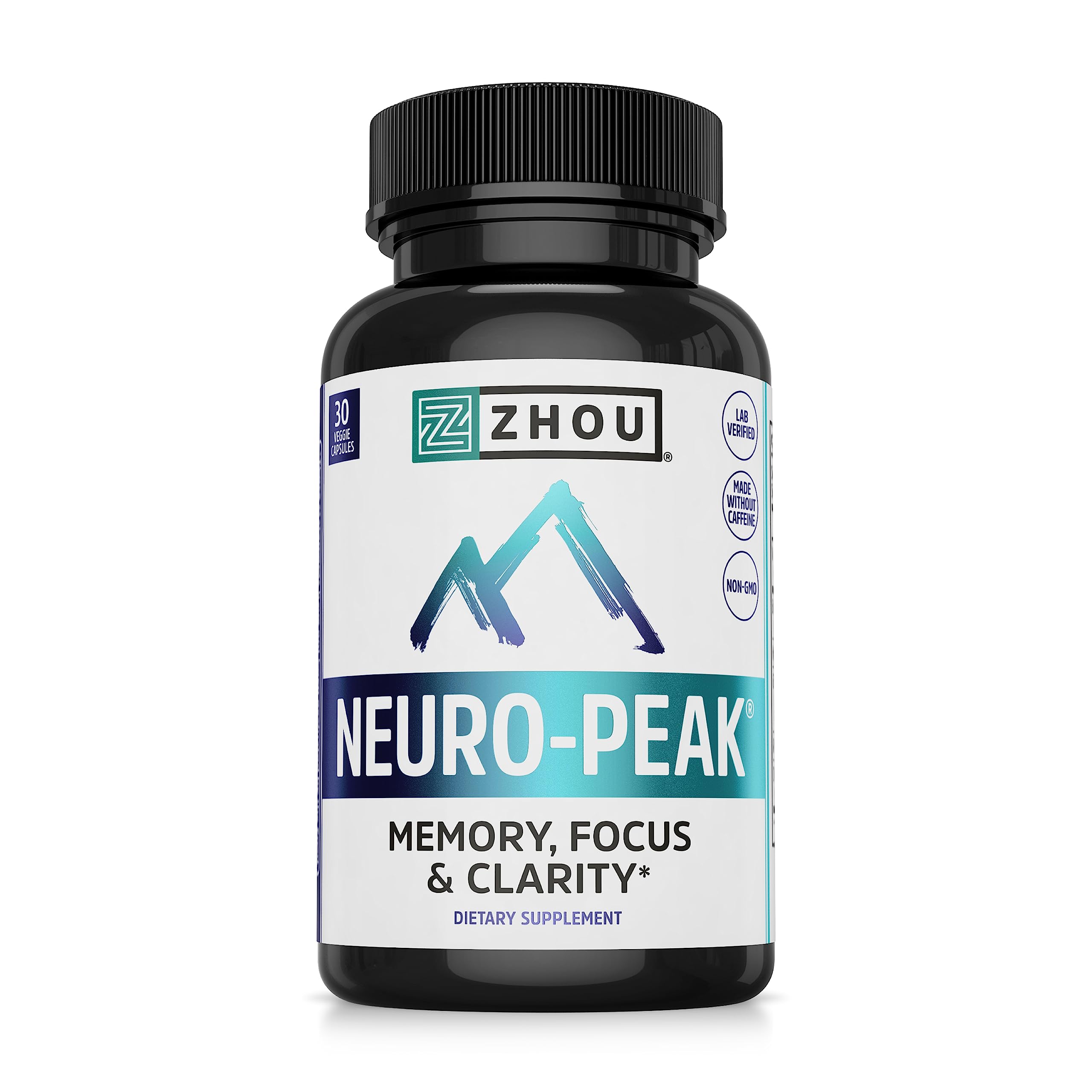 Zhou Neuro-Peak - Brain Supplements for Memory and Focus, Nootropic for Men & Women, Brain Support Pill for Adults, Brain Vitamins - 30 Veggie Capsules (Pack of 1) ZHOUAu supplements