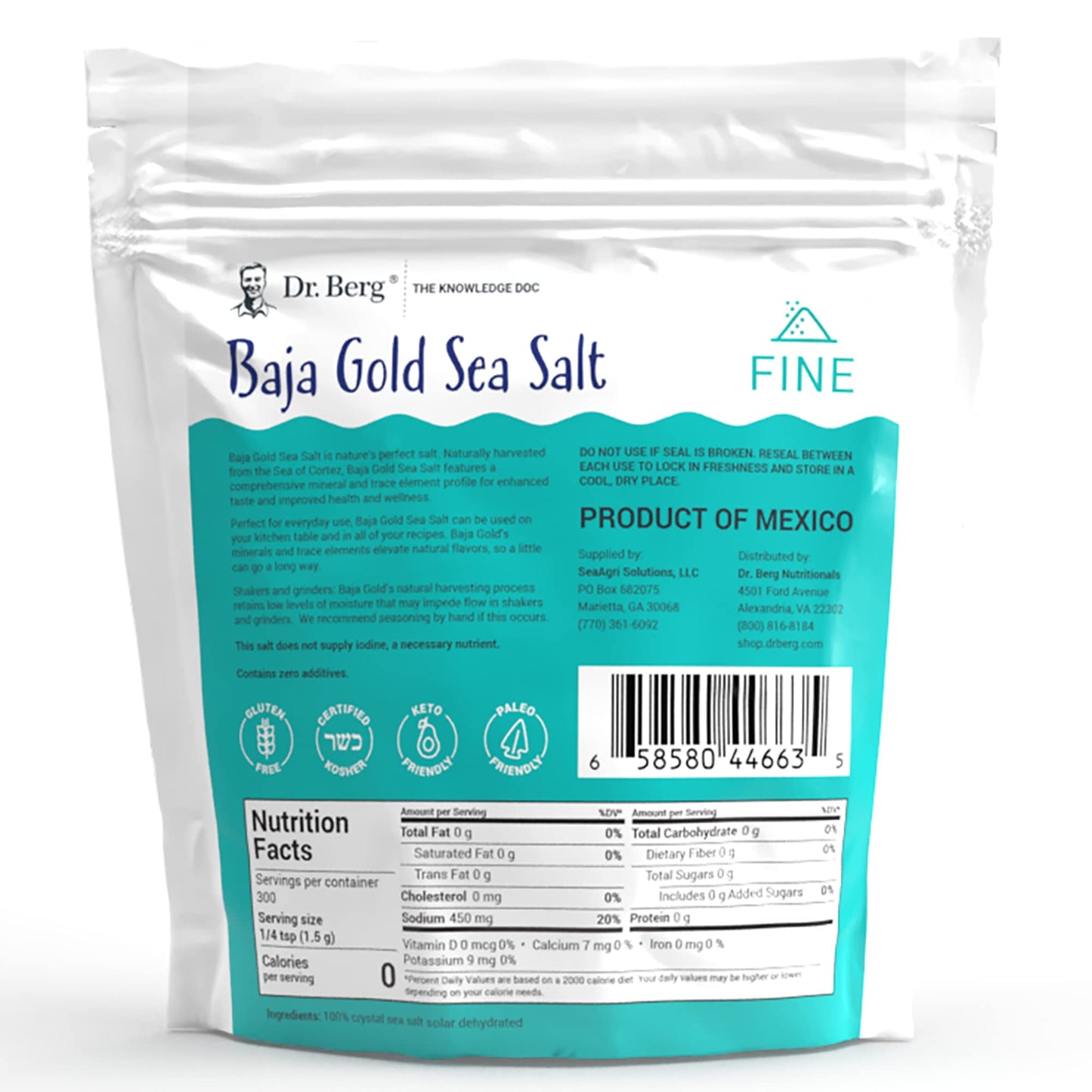 Dr. Berg's Baja Gold Sea Salt Organic - Natures Fine Sea Salt Support For Hydration Dr. Berg NutritionalsUS supplements