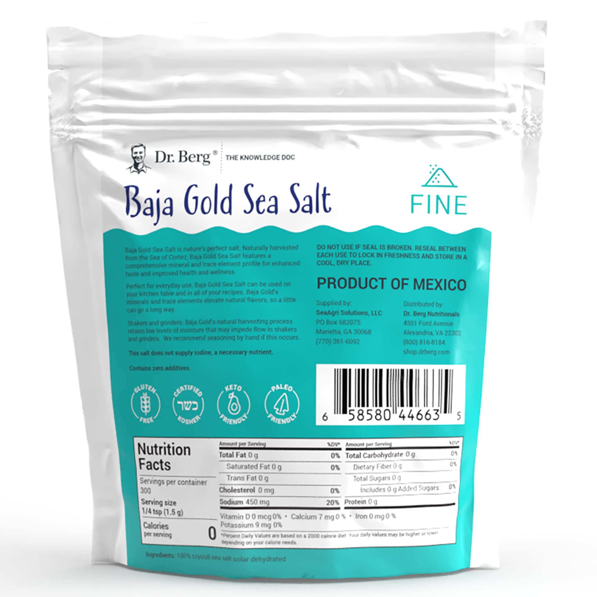 Dr. Berg's Baja Gold Sea Salt Organic - Natures Fine Sea Salt Support For Hydration Dr. Berg NutritionalsUS supplements
