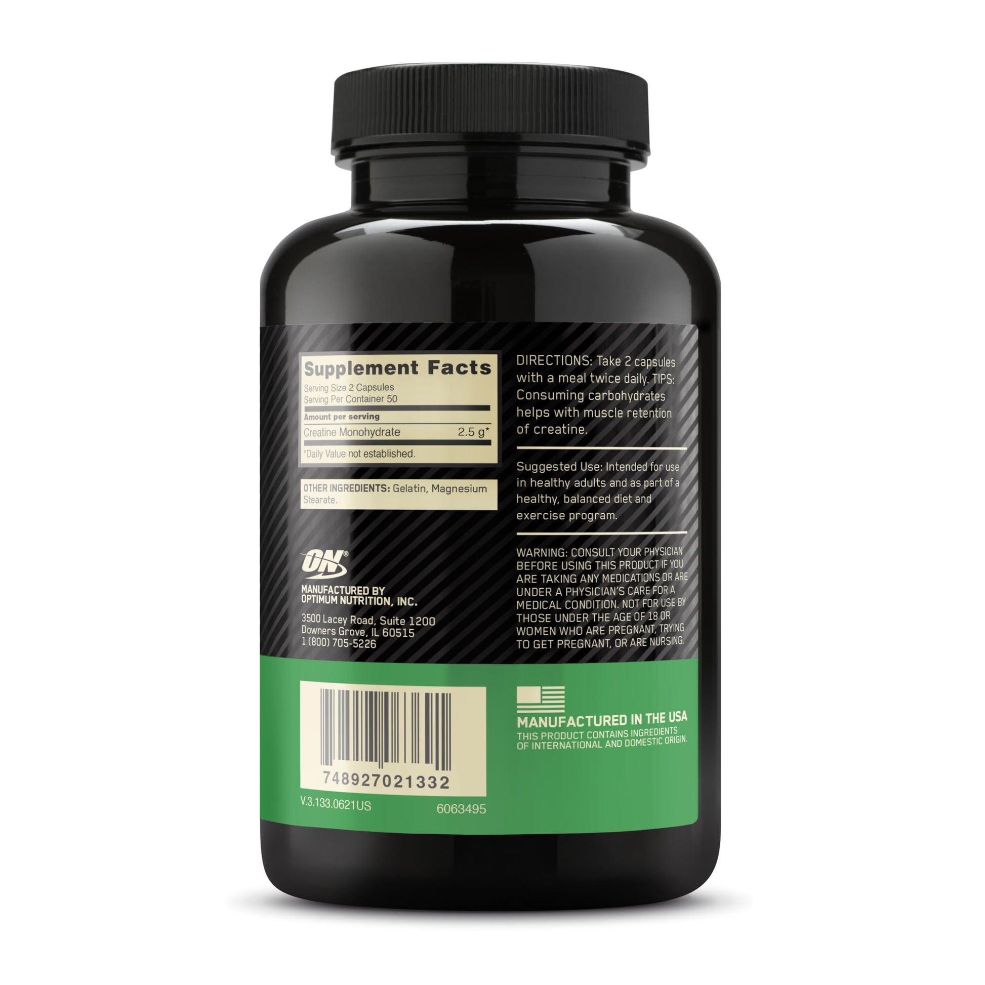 Optimum Nutrition Micronized Creatine Monohydrate Capsules, Keto Friendly, 2500mg, 100 Capsules Optimum NutritionAu supplements