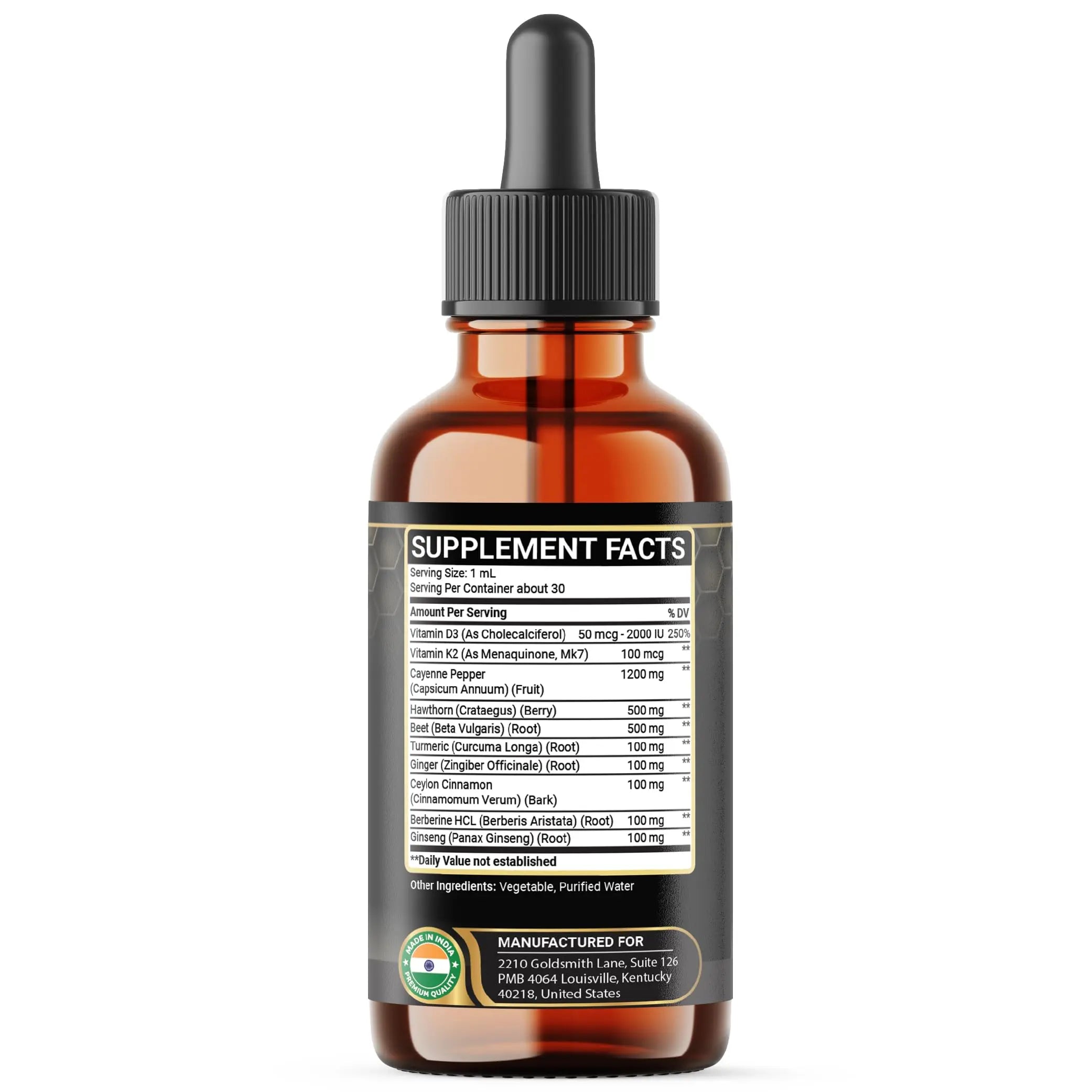 Penhoment 2 Packs - 2700 mg 10in1 Cayenne Pepper Liquid Drops with Hawthorn Berry, Vitamin D3 K2, Beet Root, Ginger Turmeric, Ginger, Ceylon Cinnamon, Berberine, and Ginseng - 2 Months Penhomentnz supplements