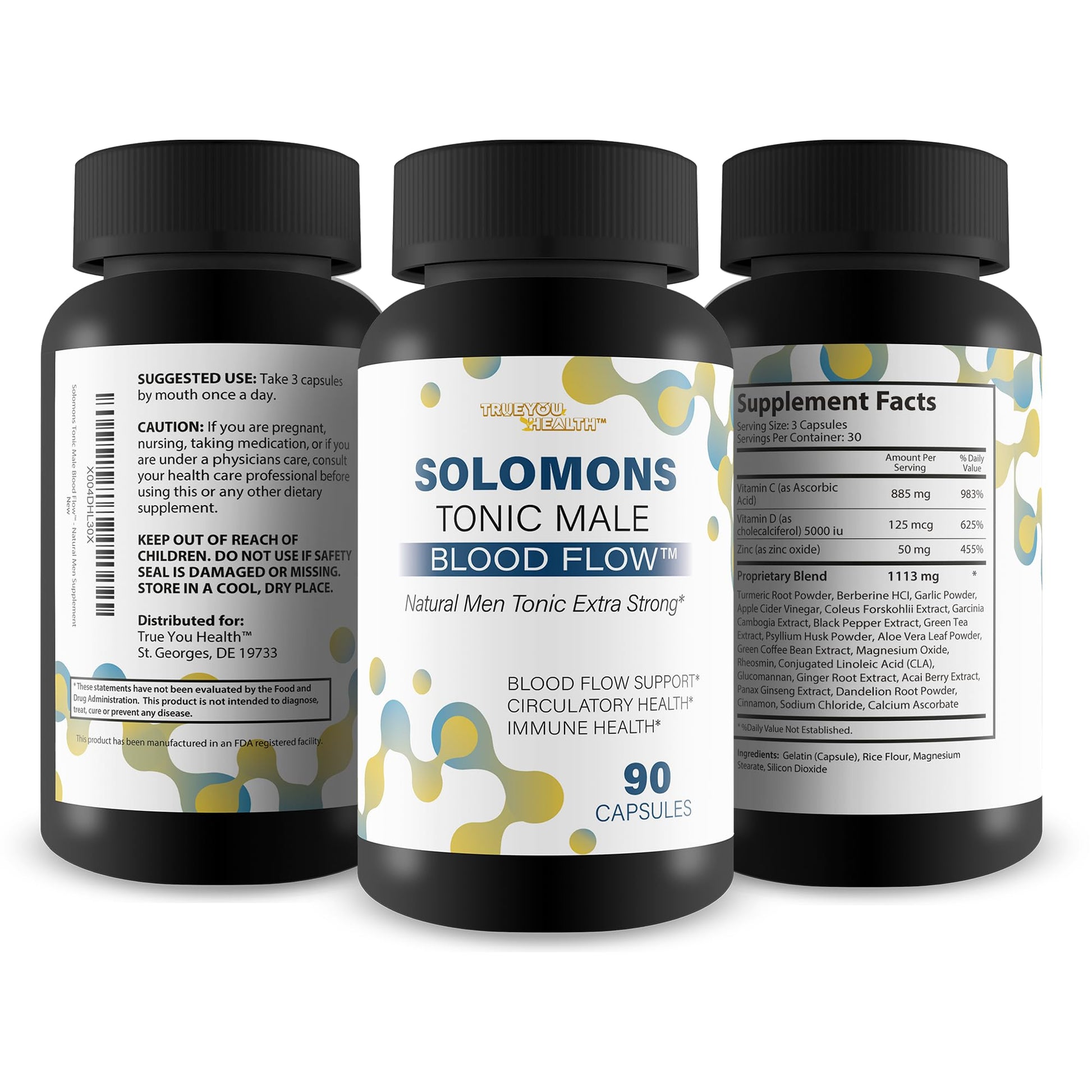 Solomons Tonic - Our Best Mens Blood Flow Supplement - Good Blood Flow Support - Male Blood Flow Capsules - Max Blood Flow Pills - Blood Circulation Supplements for Men - Male Blood Circulation Pills True You HealthAu supplements