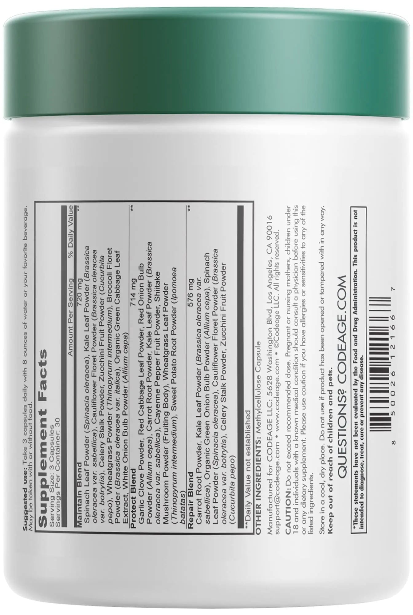 Codeage Instantfood Easy Veggies, Over 15 Vegetable Powders Equivalent All-in-One, Daily Vegan Blend, Whole Food Greens Vitamins Supplement Capsules, Phytonutrients Multivitamin, Non-GMO, 90 Capsules CodeageAu supplements