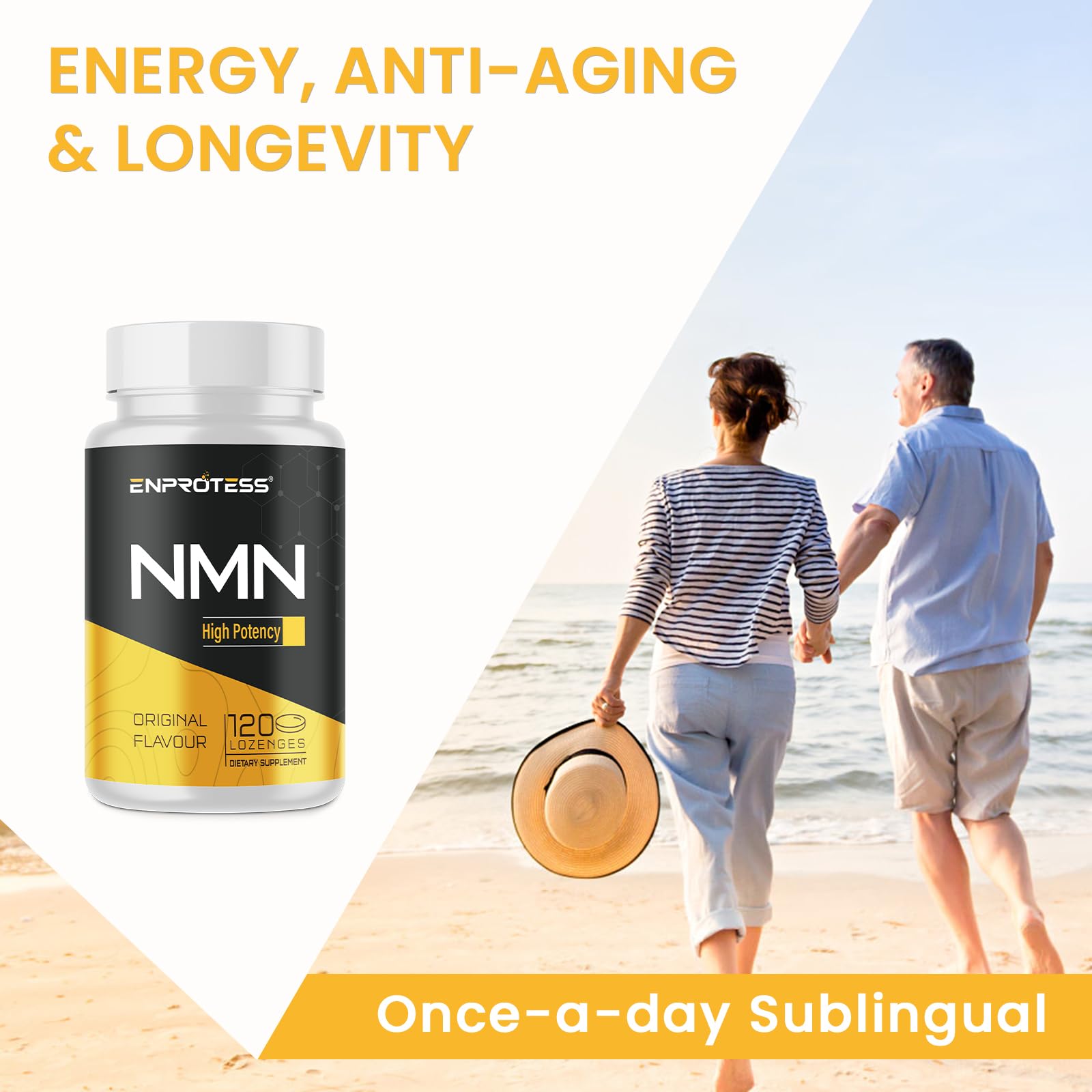 Sublingual NMN 500mg, Max Absorbency & Fast-Acting NMN Supplement（120-Day Supply）, 99% Pure NMN (Nicotinamide Mononucleotide) for NAD, Cell, Immune, Energy, Muscle, Anti-Aging, Longevity, 120 Lozenges EnprotessAu supplements