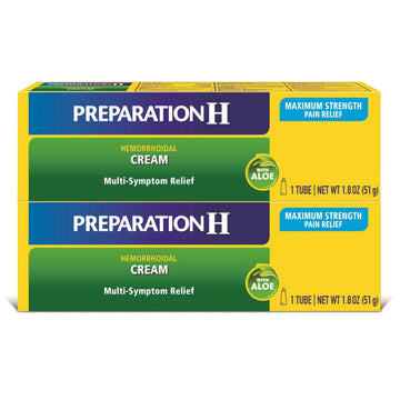 Preparation H Hemorrhoid Symptom Treatment Cream (2 x 1.8 Ounce Tube), Maximum Strength Multi-Symptom Pain Relief with Aloe Preparation HAu supplements