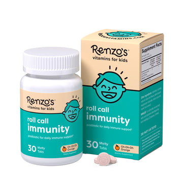 Renzo's Roll Call Immunity - Dissolvable Kids Immune Support Supplement with IMMUSE Postbiotic, Sugar-Free Kids Vitamins, 30 Orange-Flavored Melty Tabs Renzo'sAu supplements